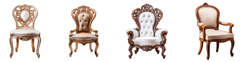 AI generated luxury classical antique arm chair in png