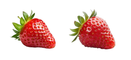 ai gerado dois morango fruta isolado em transparente fundo png