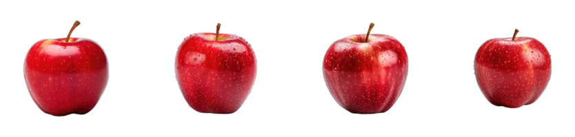 ai generado conjunto de rojo Fresco manzana aislado en un transparente antecedentes png