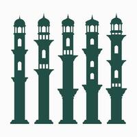 Islamic Mosques Tower silhouettes vector illustration, Ramadan background flat style