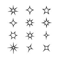 Hand drawn sparkling stars collection, flash Star astrology vector light on white background