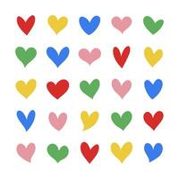 Collection of illustrated heart icons  Doodle love drawing  on white background vector