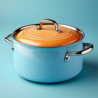 AI generated Enameled bright pan on isolated background, cooking soup - AI generated image photo