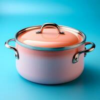 AI generated Enameled bright pan on isolated background, cooking soup - AI generated image photo