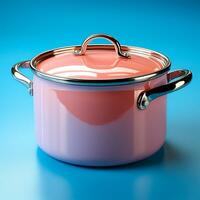 AI generated Enameled bright pan on isolated background, cooking soup - AI generated image photo