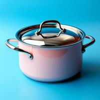 AI generated Enameled bright pan on isolated background, cooking soup - AI generated image photo