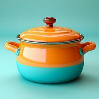 AI generated Enameled bright pan on isolated background, cooking soup - AI generated image photo