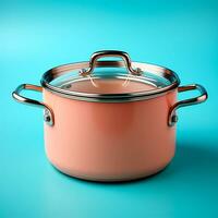 AI generated Enameled bright pan on isolated background, cooking soup - AI generated image photo