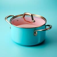 AI generated Enameled bright pan on isolated background, cooking soup - AI generated image photo