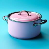 AI generated Enameled bright pan on isolated background, cooking soup - AI generated image photo