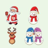 A set of pictures for Christmas and New Year in a cute cartoon style. vector