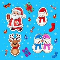 A set of pictures for Christmas and New Year in a cute cartoon style. vector