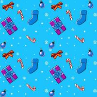 New Year, Christmas, snowflake pattern with gifts, lollipops, snowflakes in cartoon style. vector