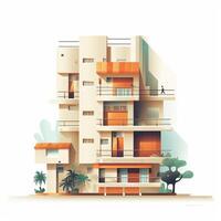 AI generated flat building design on white background photo