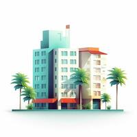 AI generated flat building design on white background photo