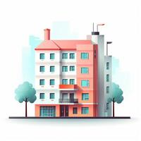 AI generated flat building design on white background photo