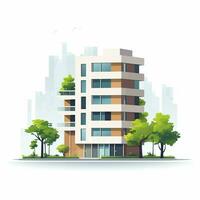 AI generated flat building design on white background photo