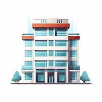 AI generated flat building design on white background photo