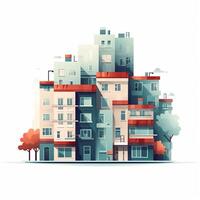 AI generated flat building design on white background photo