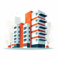 AI generated flat building design on white background photo