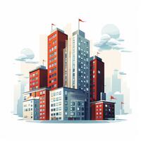 AI generated flat building design on white background photo