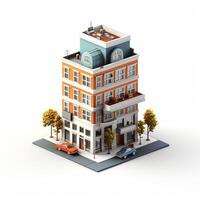 AI generated flat building design on white background photo