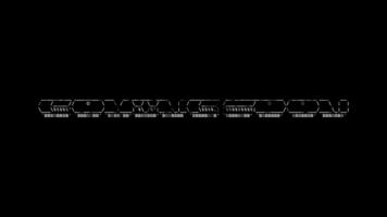 kommande snart ascii animering på svart bakgrund. ascii konst koda symboler med lysande och glittrande pärlar effekt bakgrund. attraktiv uppmärksamhet kampanj. video