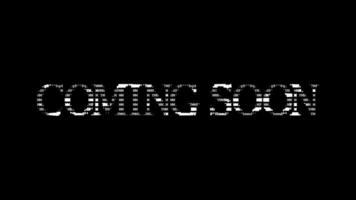 Coming soon ascii animation on black background. Ascii art code symbols with shining and glittering sparkles effect backdrop. Attractive attention promo. video