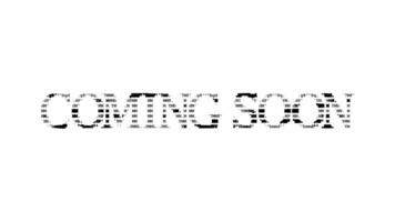 Coming soon ascii animation on white background. Ascii art code symbols with shining and glittering sparkles effect backdrop. Attractive attention promo. video