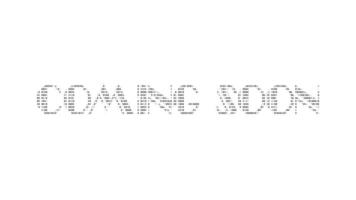 Coming soon ascii animation on white background. Ascii art code symbols with shining and glittering sparkles effect backdrop. Attractive attention promo. video