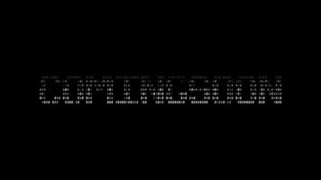 viniendo pronto ascii animación en negro antecedentes. ascii Arte código símbolos con brillante y reluciente destellos efecto fondo. atractivo atención promoción. video