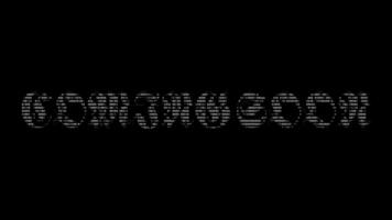 Kommen bald ASCII Animation Schleife auf schwarz Hintergrund. ASCII Code Kunst Symbole Schreibmaschine im und aus bewirken mit geloopt Bewegung. video