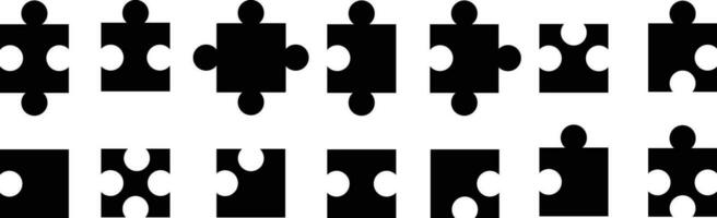 Puzzle pieces icon symbol flat set. Puzzle game sign collection. Jigsaw vector group.