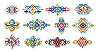 Mexican tribal geometric patterns, ethnic ornament vector