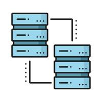 Database network server, cloud storage color icon vector