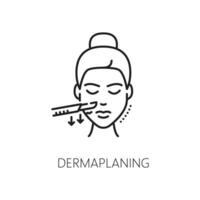 dermaplaning icono, protección de la piel método utilizando un espada vector