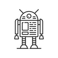 Robot line and outline icon, humanoid figure vector