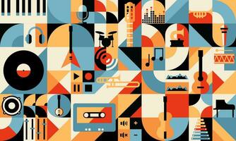 Abstract retro music geometric bauhaus pattern vector