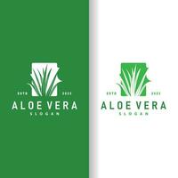 Aloe Vera Logo Design Simple Illustration Health Herbal Plant Grass vector