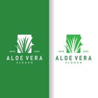 áloe vera logo diseño sencillo ilustración salud herbario planta césped vector