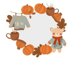 Cute Bear and Pumpkin Wreath vector