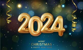 3d Happy New Year 2024 background. vector