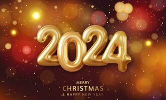 3d Happy New Year 2024 background. vector