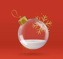 3d Realistic hanging glass christmas balls vector