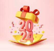 3d Happy New Year 2024. vector