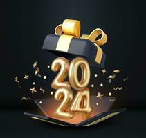 3d Happy New Year 2024. vector