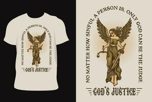 Illustration hand drawn. Justice angel woman vector