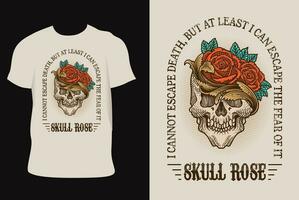 Illustration vintage skull with rose flower vector