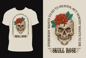 Illustration vintage skull with rose flower vector