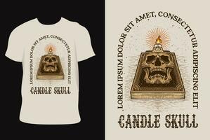 Illustration Hand drawn. Skull candle with antique magic book vector